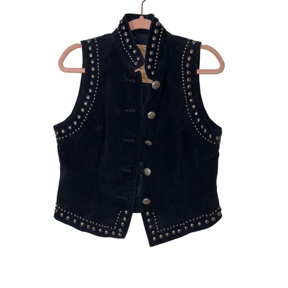 Frontier Collection Vintage Womens Vest Size M Black Studded Suede Phoenix USA - Picture 6 of 9